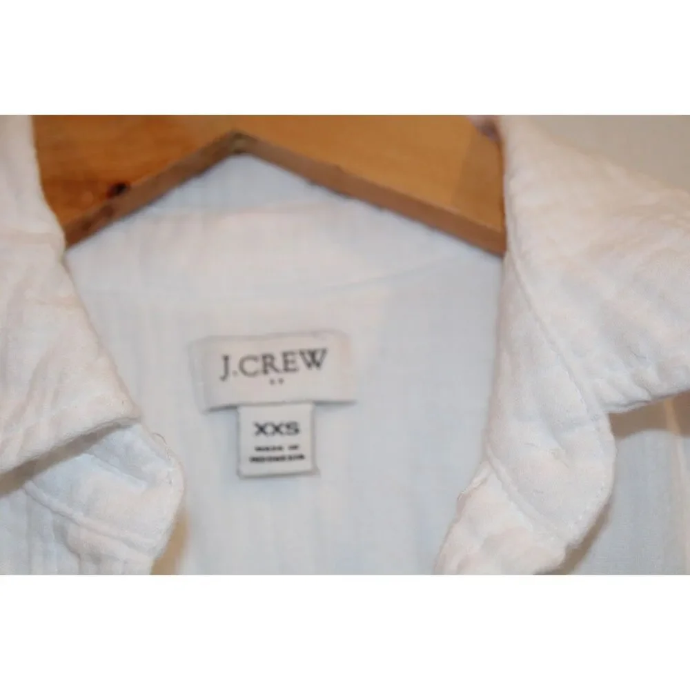 J.Crew gauzy cotton white button down tunic shirt size xxsmall